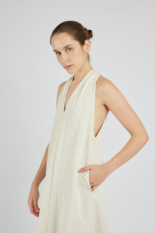 Halter Midi Dress - Cream