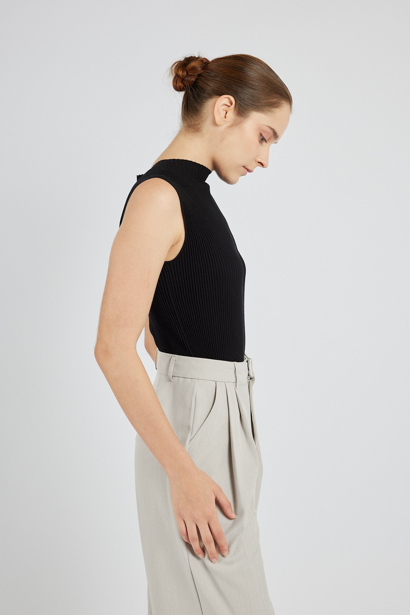 Pleated Wide-Leg Trousers - Stone