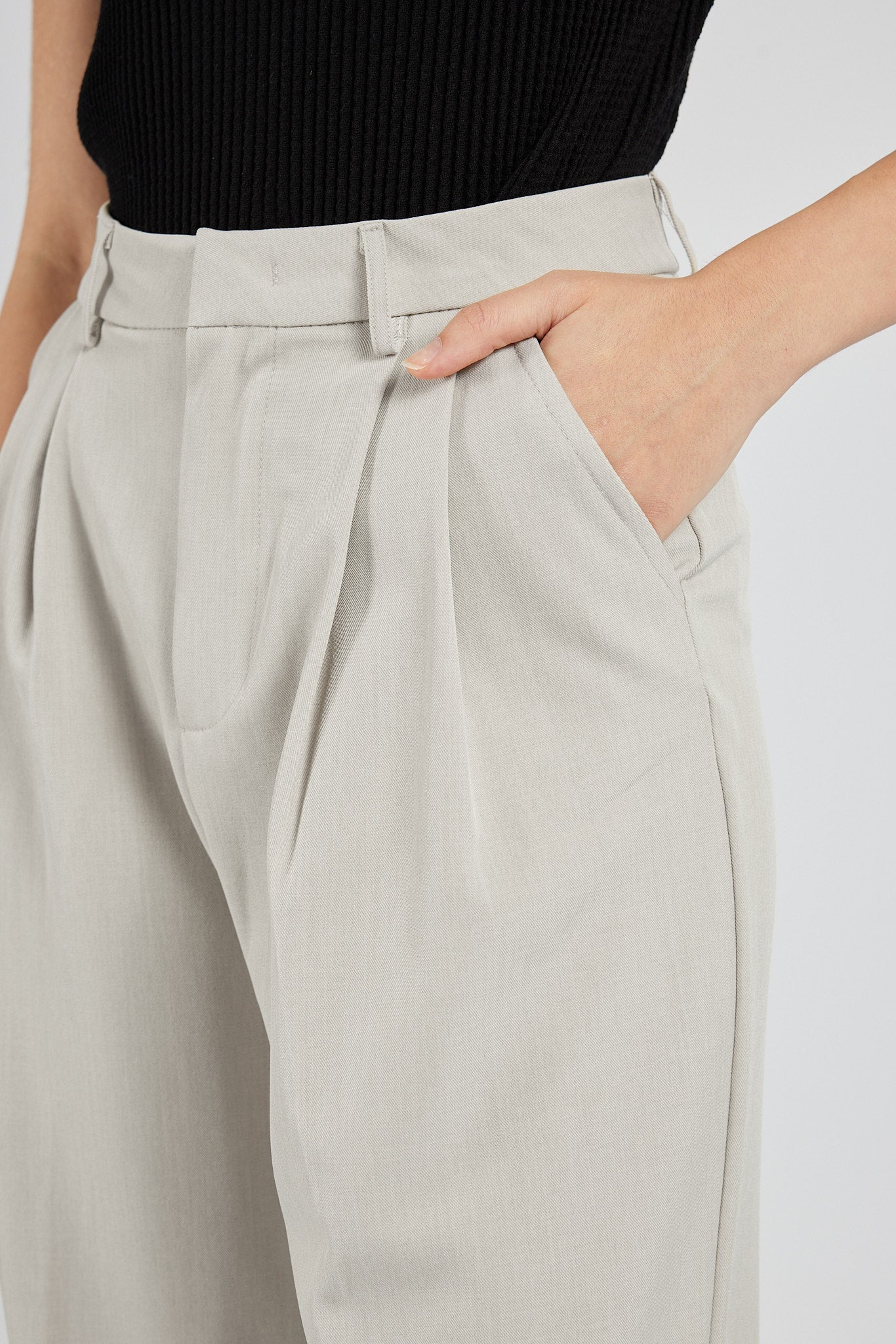 Pleated Wide-Leg Trousers - Stone