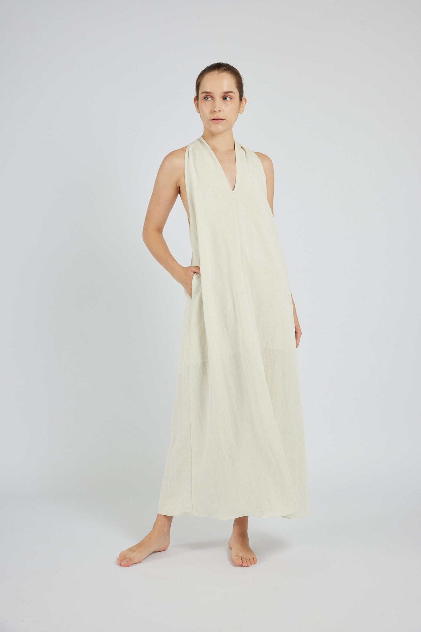 Halter Midi Dress - Cream
