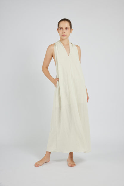 Halter Midi Dress - Cream