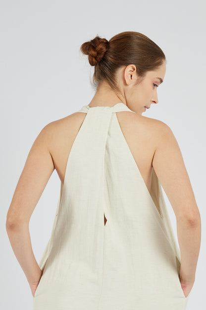 Halter Midi Dress - Cream